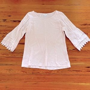 J. Jill Pretty Bell Sleeve Light Pink Top Small